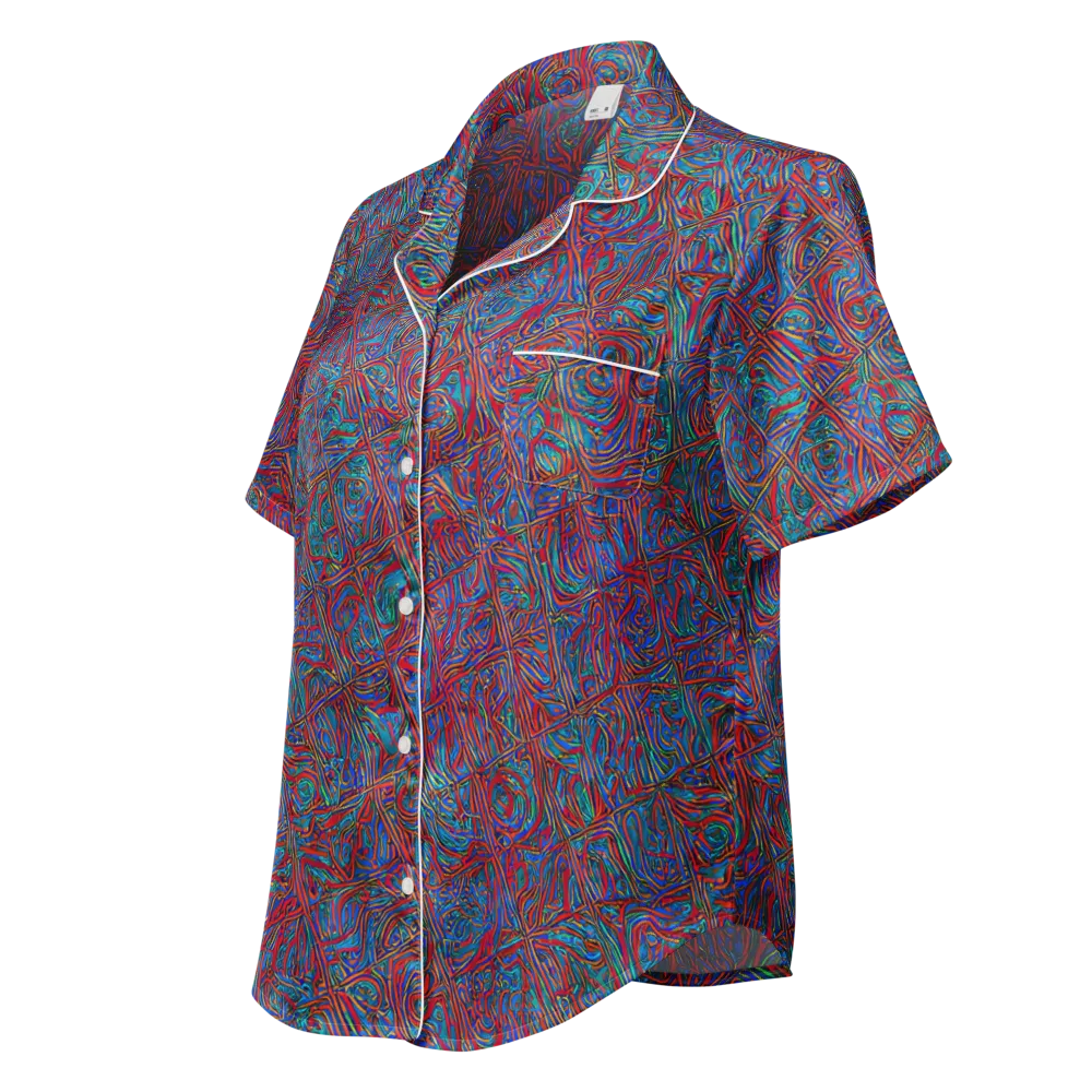 Kinetic Mosaic on Women's Short Sleeve Pajama Top — Left Front