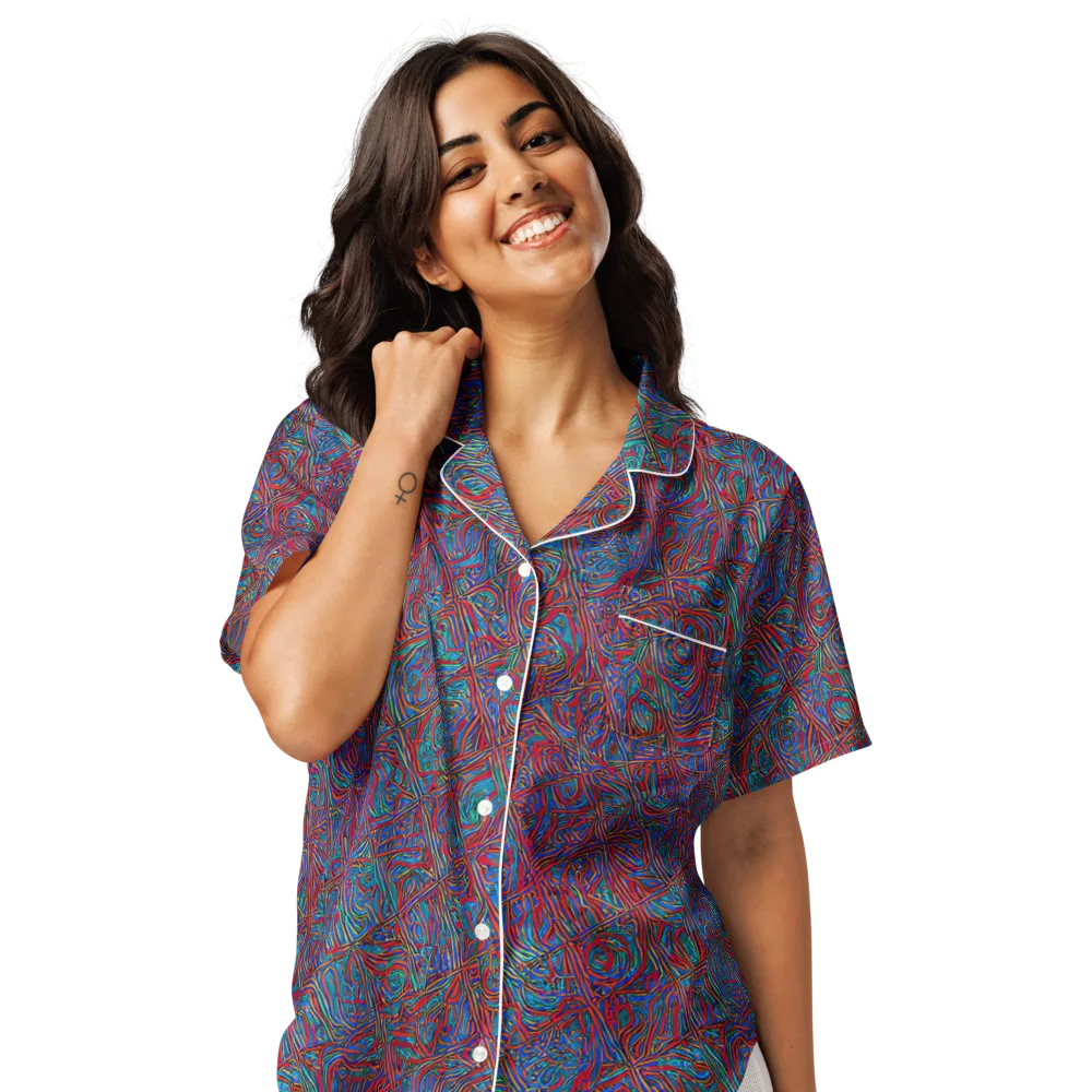 Kinetic Mosaic on Women's Short Sleeve Pajama Top — Front