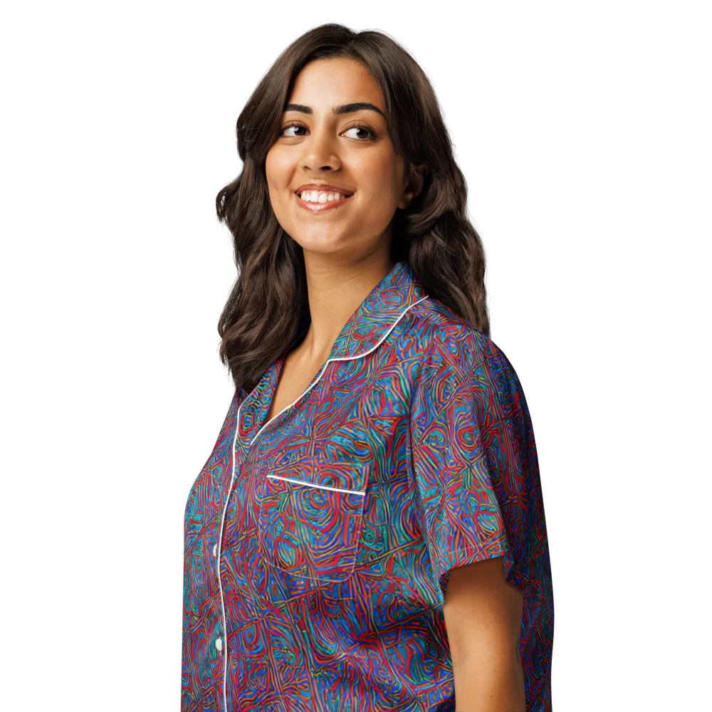 Kinetic Mosaic on Women's Short Sleeve Pajama Top — Left Front