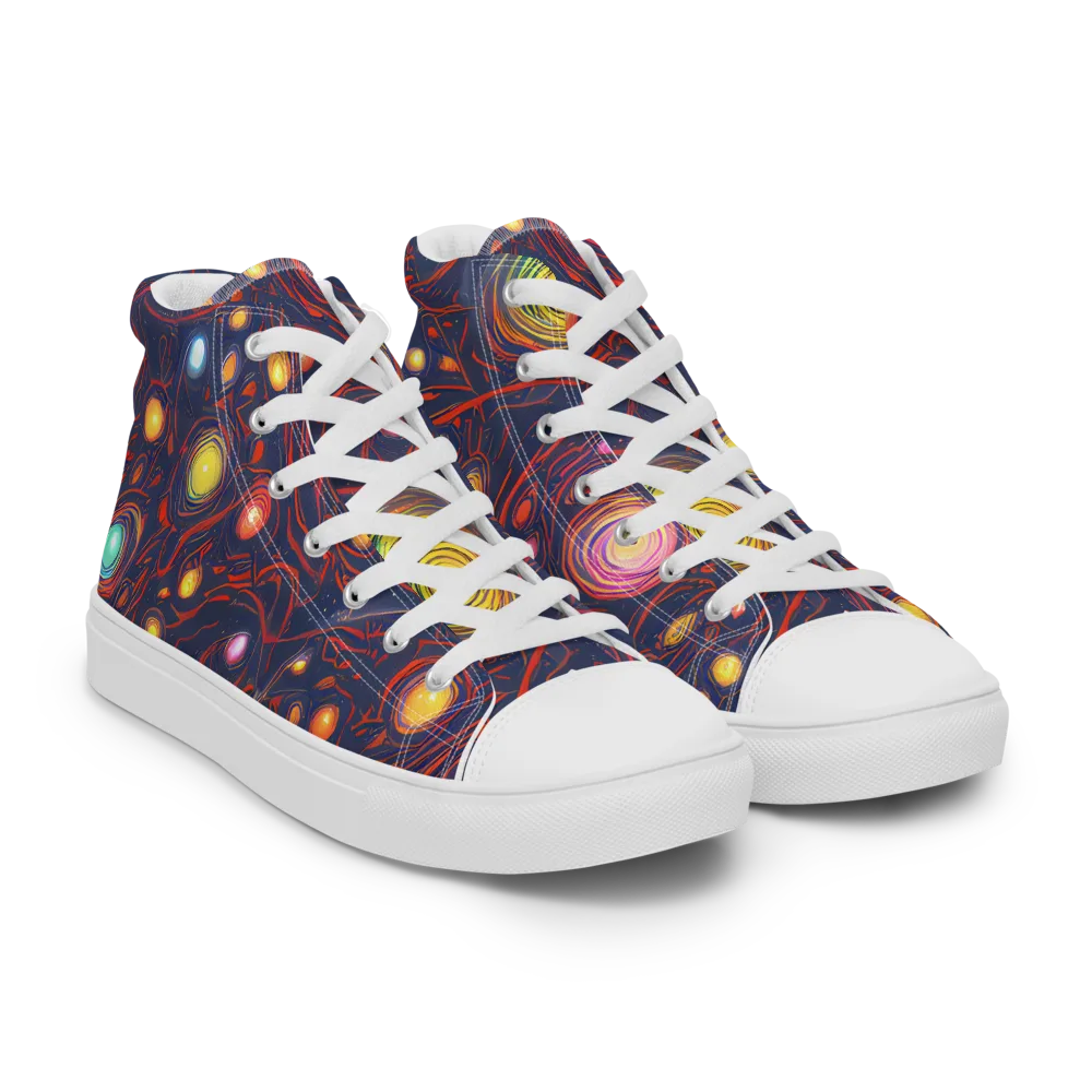 Molten Constellation on Men's High Top Canvas Shoes — Right Front