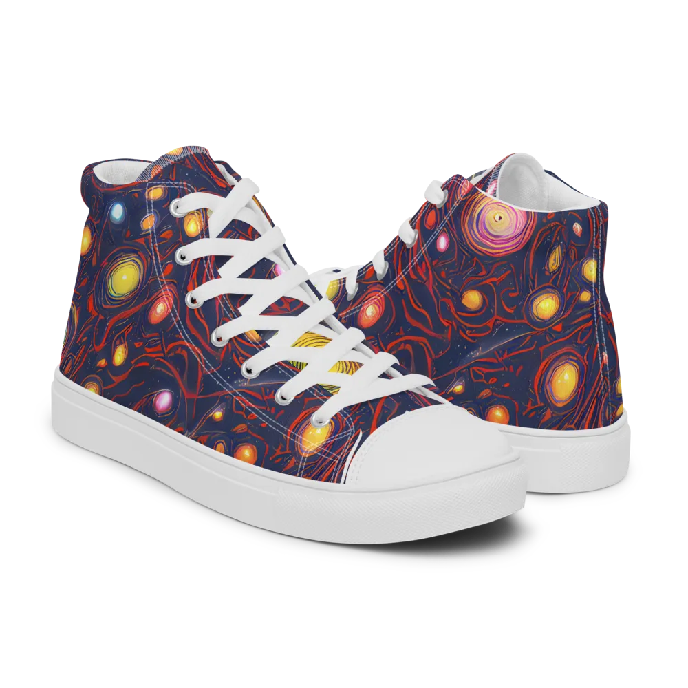 Molten Constellation on Men's High Top Canvas Shoes — Right
