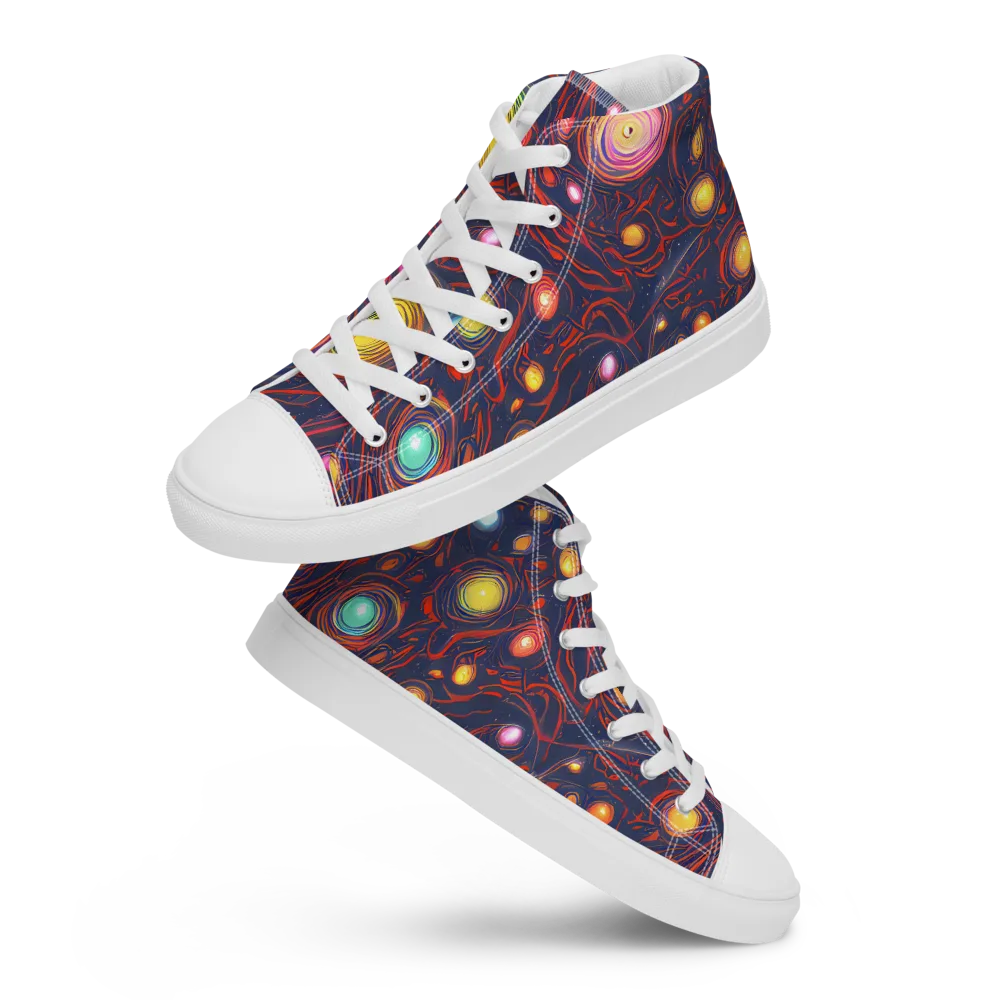 Molten Constellation on Men's High Top Canvas Shoes — Front