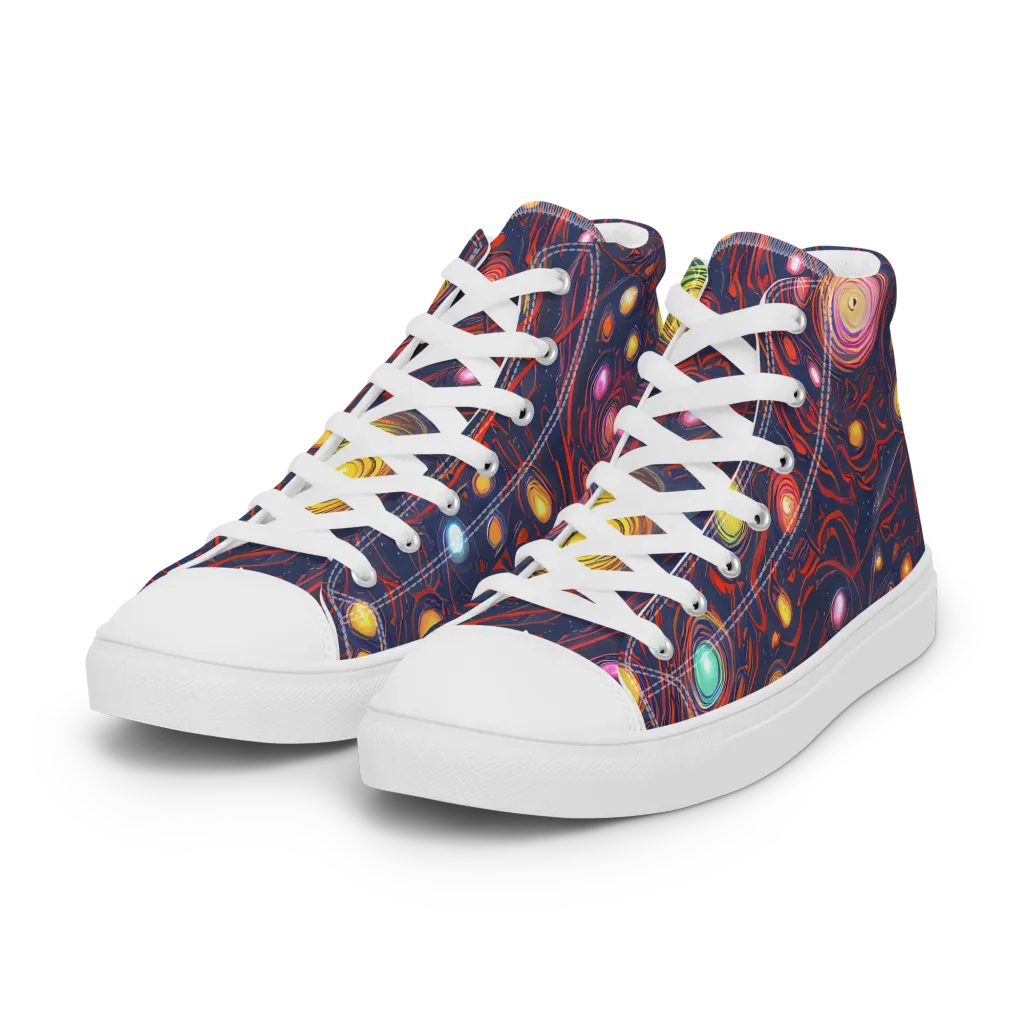 Molten Constellation on Women's High Top Canvas Shoes — Left Front