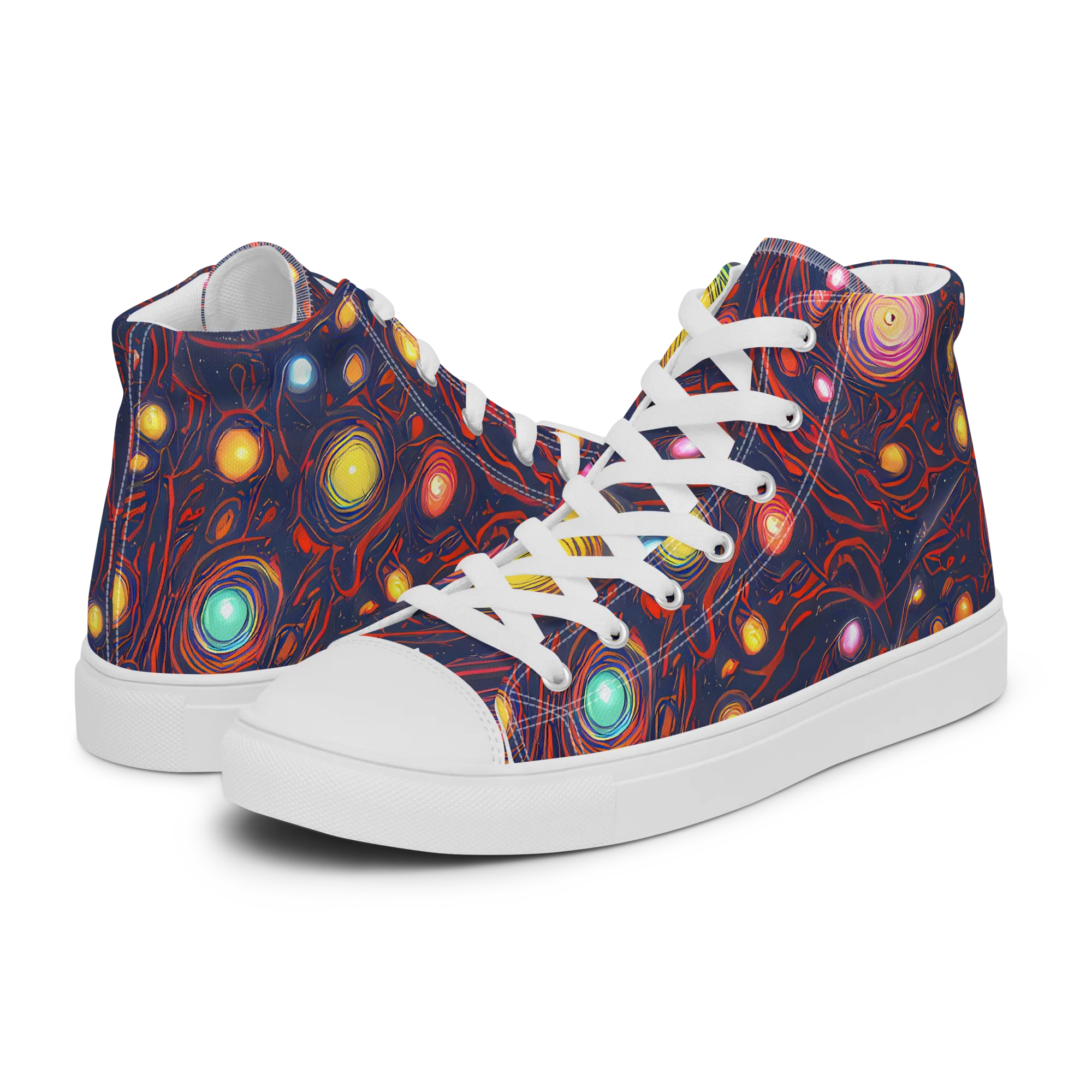 Molten Constellation on Women's High Top Canvas Shoes — Left