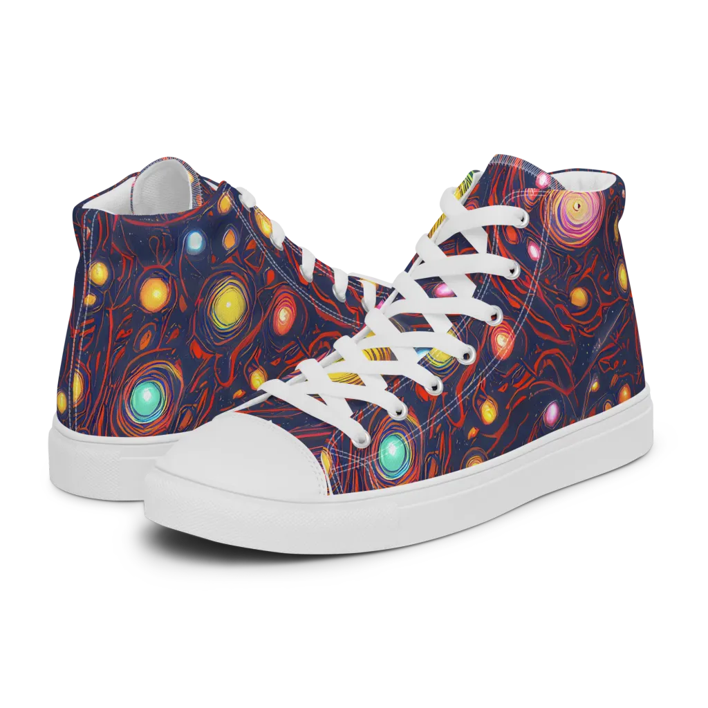 Molten Constellation on Women's High Top Canvas Shoes — Left