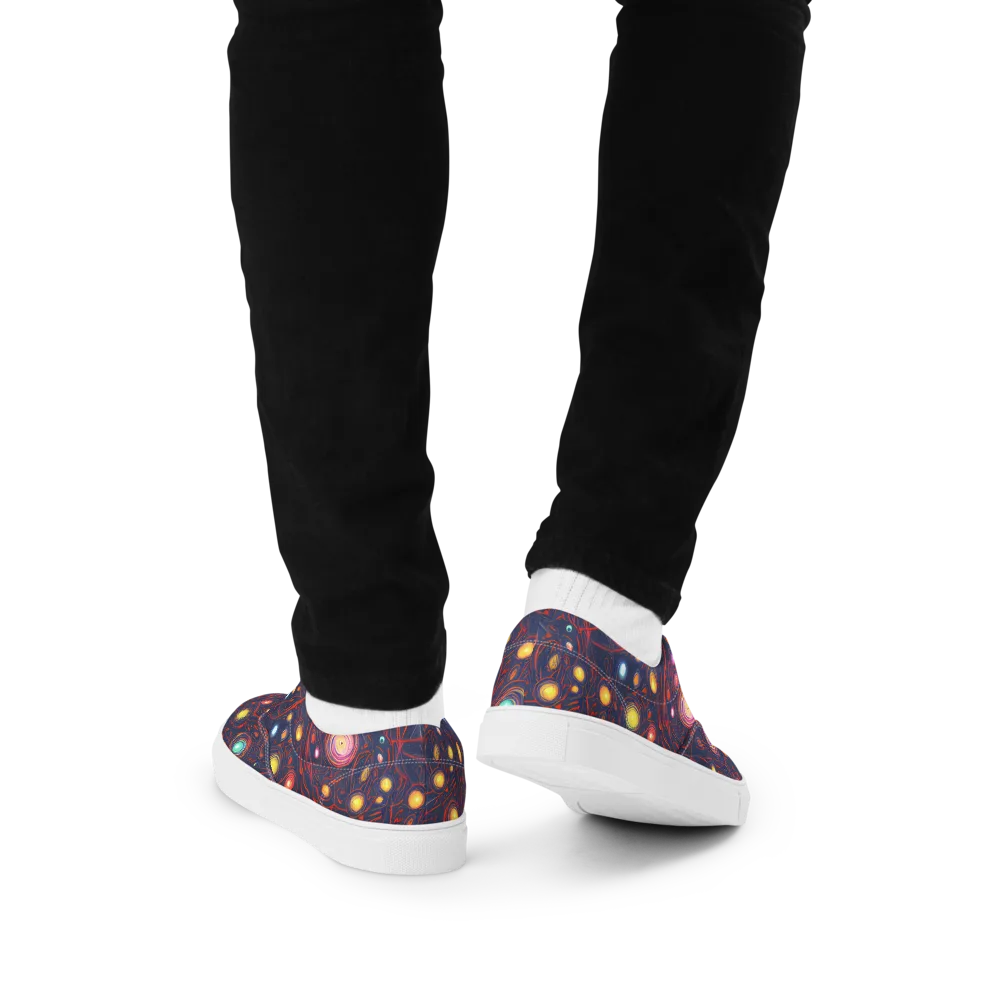Molten Constellation on Men's Lace-Up Canvas Shoes — Back