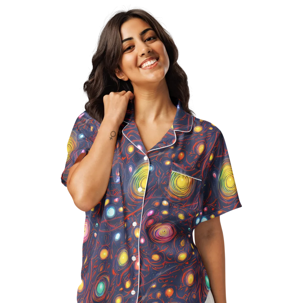 Molten Constellation on Women's Short Sleeve Pajama Top — Front
