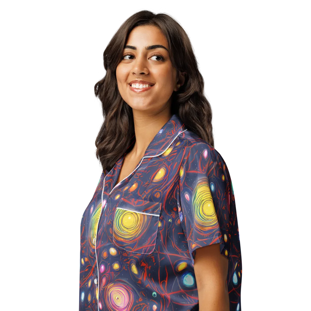 Molten Constellation on Women's Short Sleeve Pajama Top — Left Front