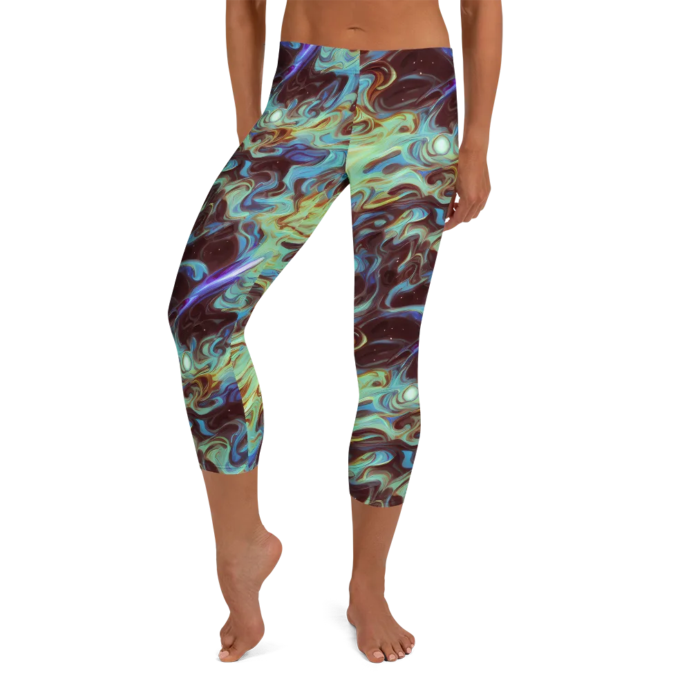 Opal Vortex on Capri Leggings — Front