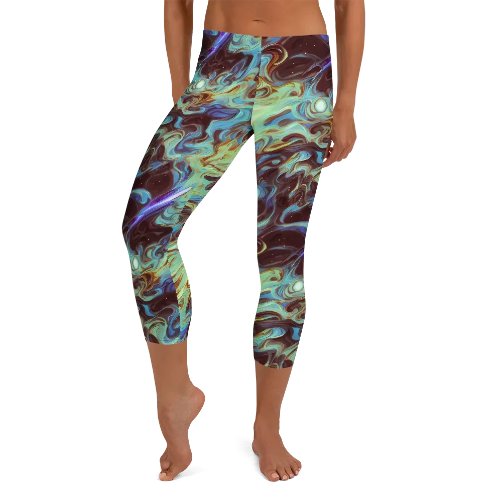 Opal Vortex on Capri Leggings — Front
