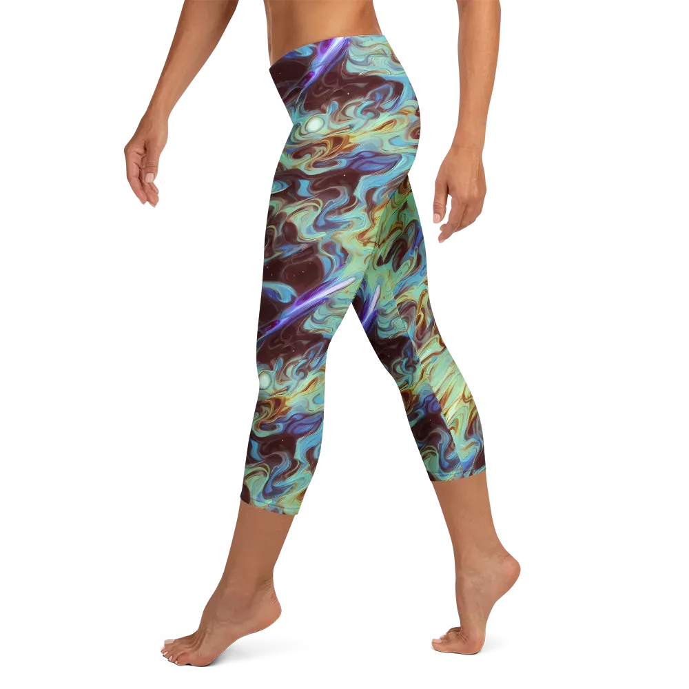 Opal Vortex on Capri Leggings — Left