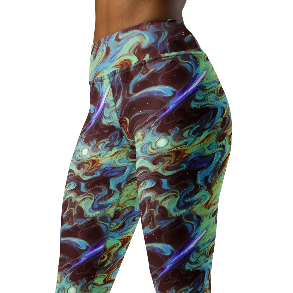 Opal Vortex on Yoga Leggings — Left Front