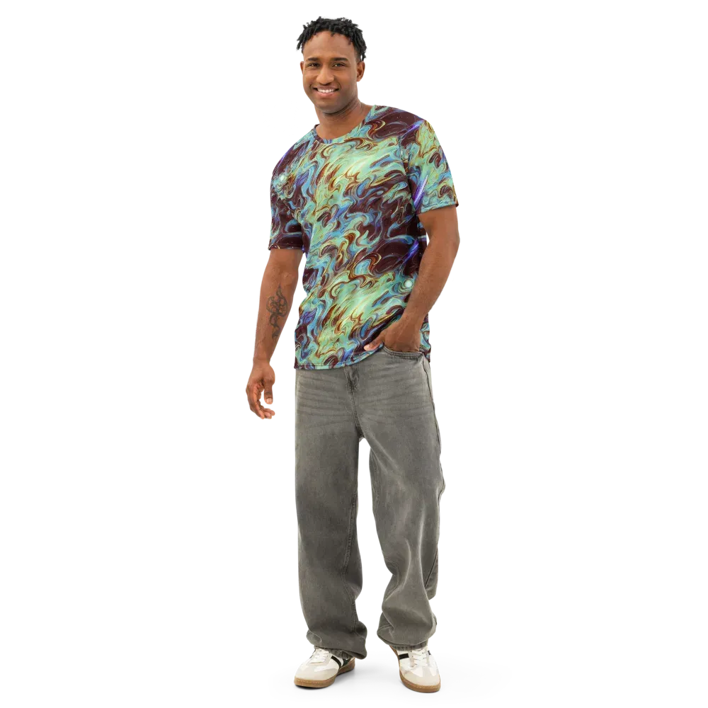 Opal Vortex on Men's Cotton Crew Neck T-Shirt — Front