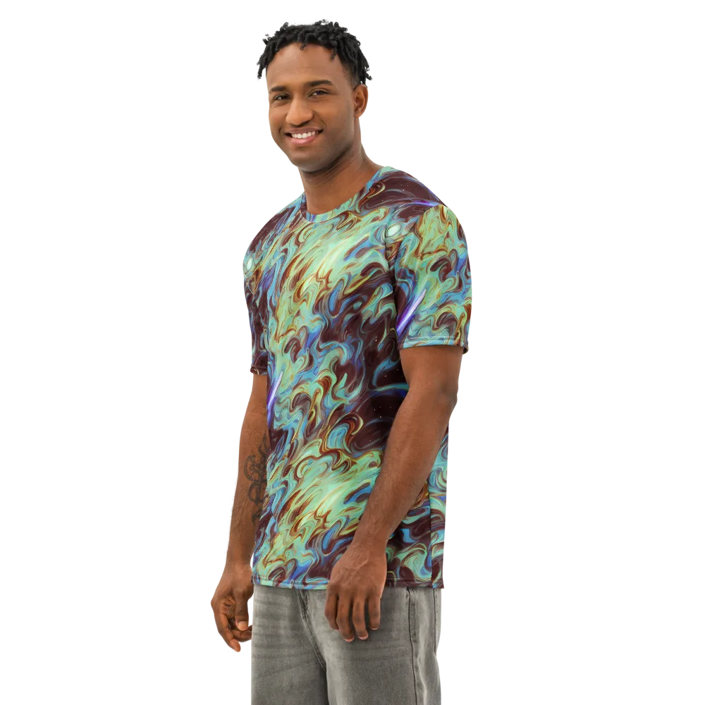 Opal Vortex on Men's Cotton Crew Neck T-Shirt — Left Front