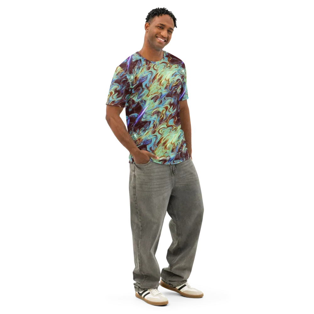 Opal Vortex on Men's Cotton Crew Neck T-Shirt — Right Front