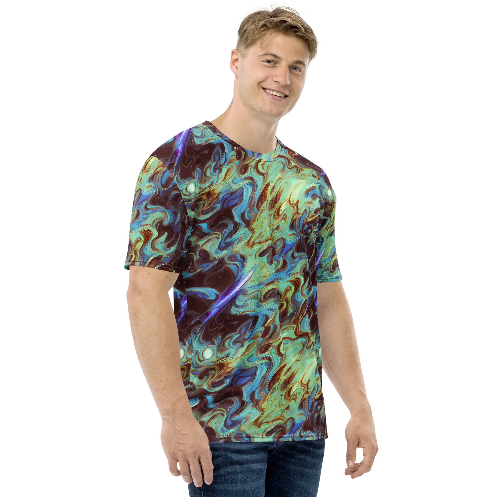 Opal Vortex on Men's Crew Neck T-Shirt — Right