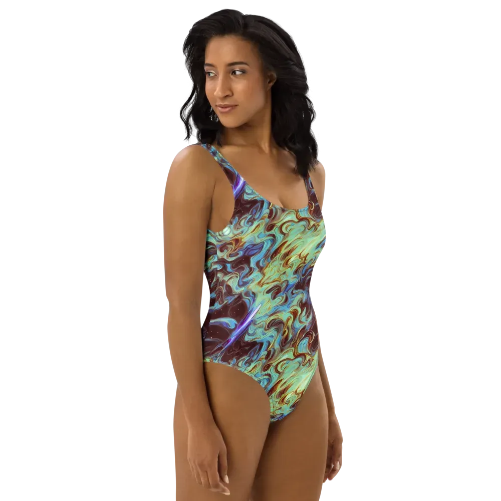 Opal Vortex on One-Piece Swimsuit — Right