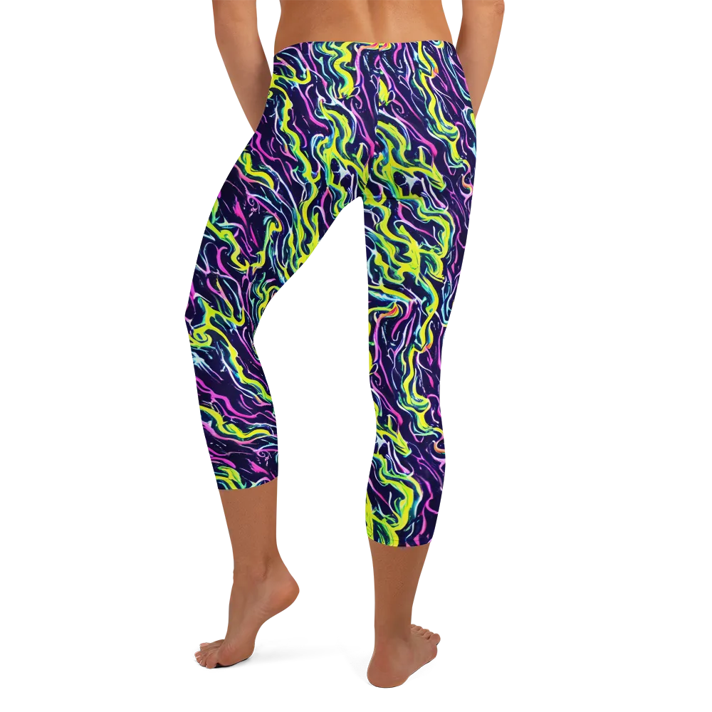 Acid Ribbons on Capri Leggings — Back