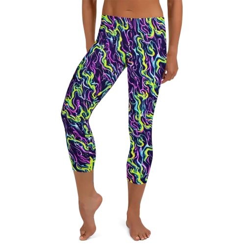 Acid Ribbons on a Capri Leggings