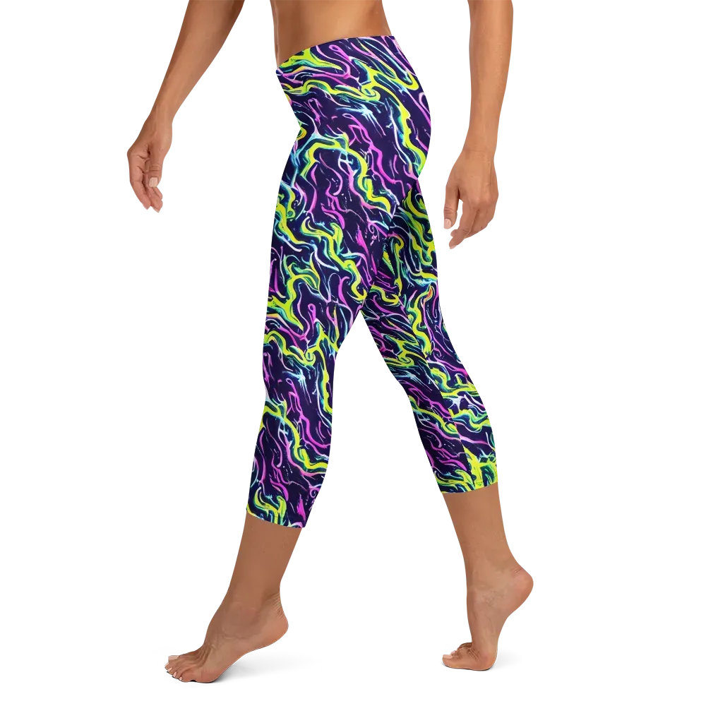 Acid Ribbons on Capri Leggings — Left