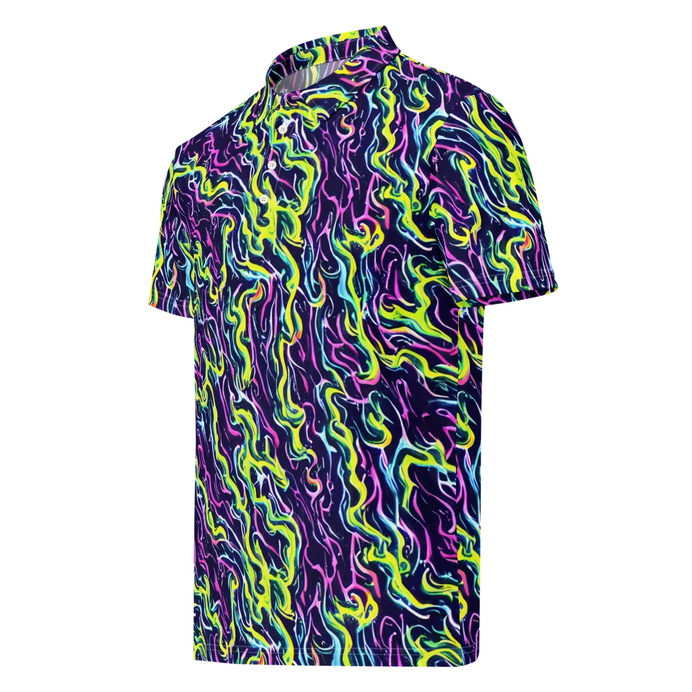 Acid Ribbons on Men's Slim Fit Polo Shirt — Left Front