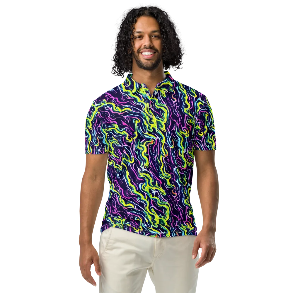 Acid Ribbons on Men's Slim Fit Polo Shirt — Front