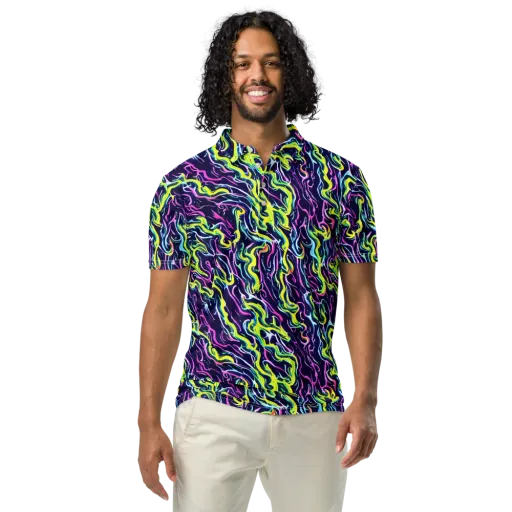Acid Ribbons on a Men's Slim Fit Polo Shirt