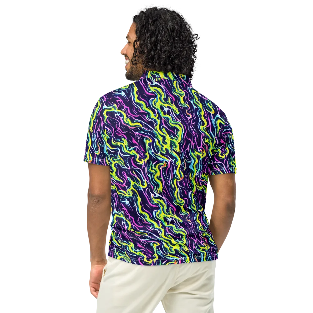 Acid Ribbons on Men's Slim Fit Polo Shirt — Back