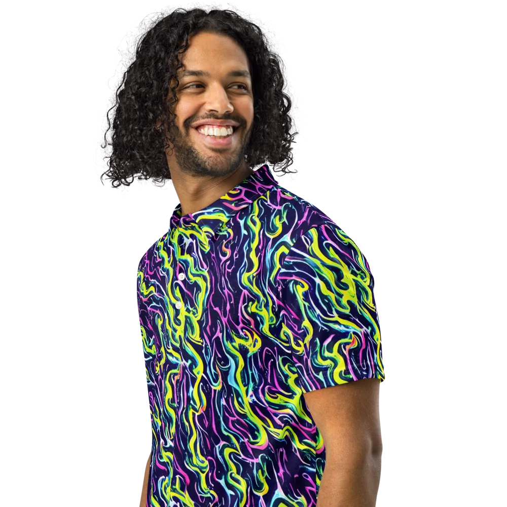 Acid Ribbons on Men's Slim Fit Polo Shirt — Left Front