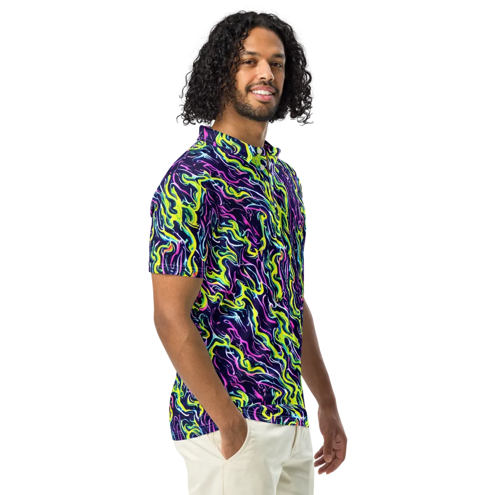 Acid Ribbons on Men's Slim Fit Polo Shirt — Right Front