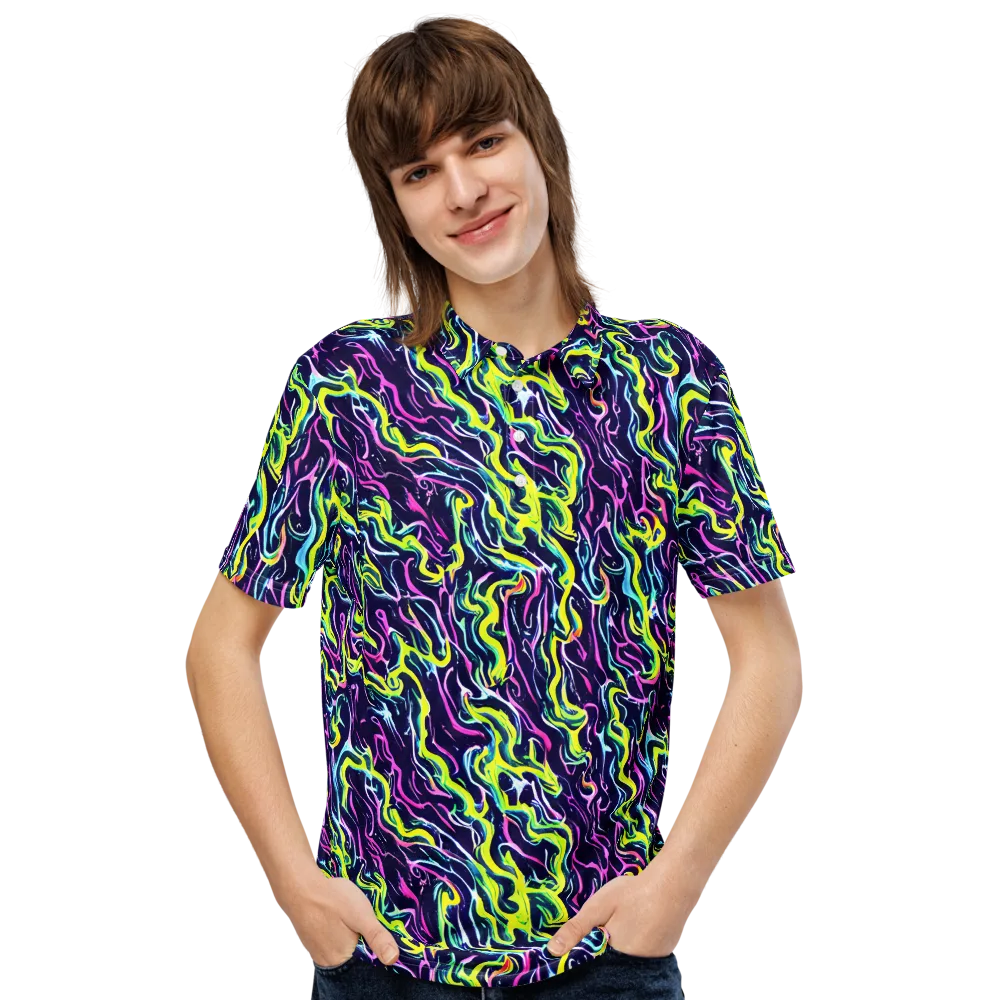 Acid Ribbons on Men's Slim Fit Polo Shirt — Front