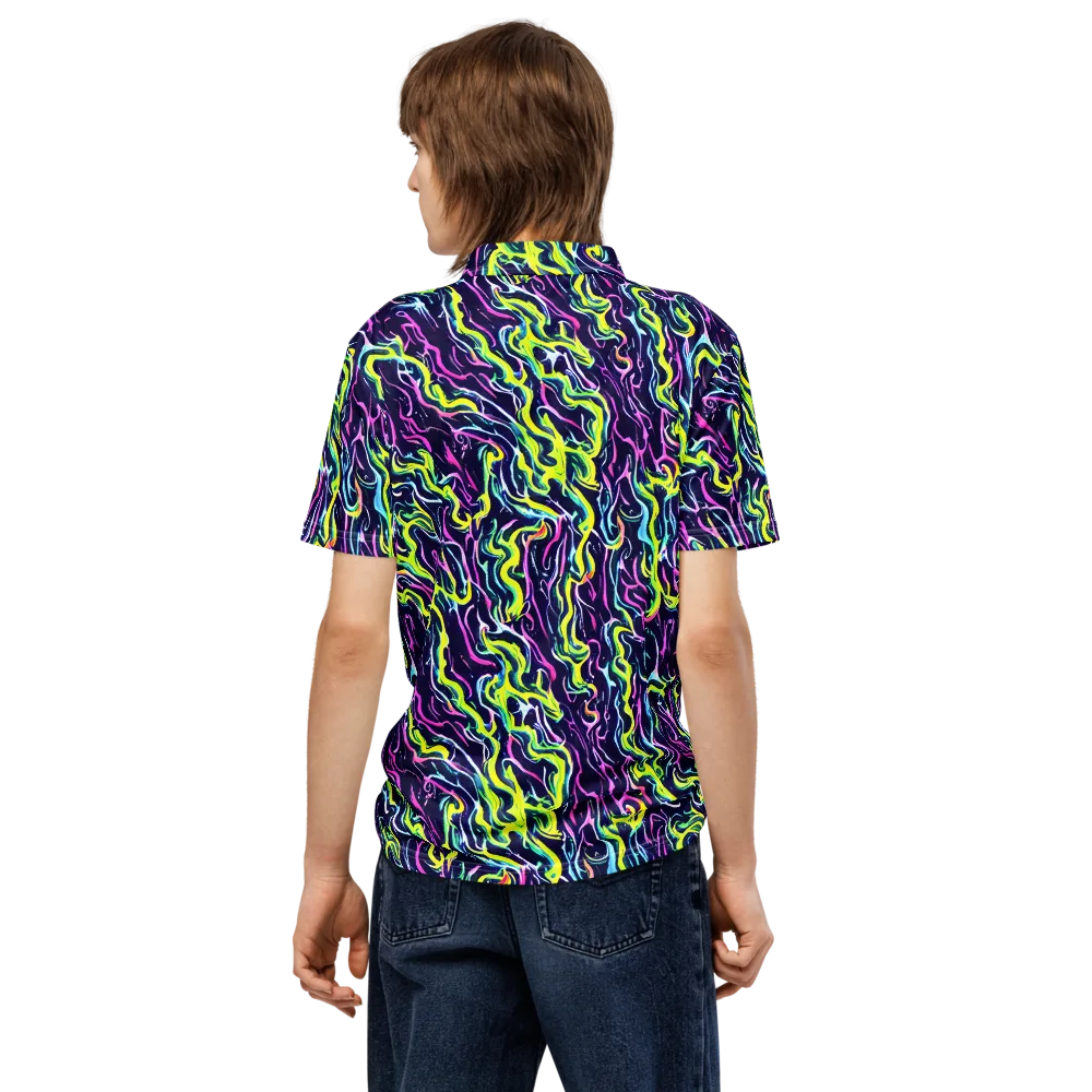 Acid Ribbons on Men's Slim Fit Polo Shirt — Back