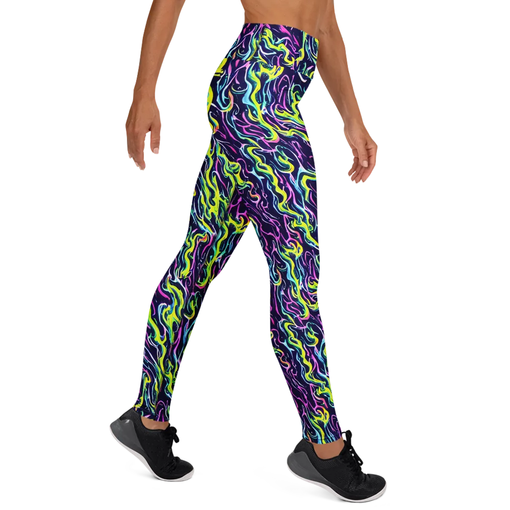 Acid Ribbons on Yoga Leggings — Right