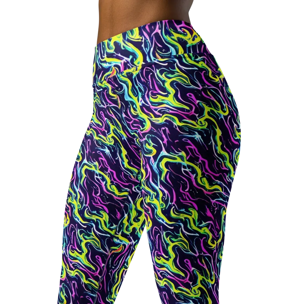 Acid Ribbons on Yoga Leggings — Left Front