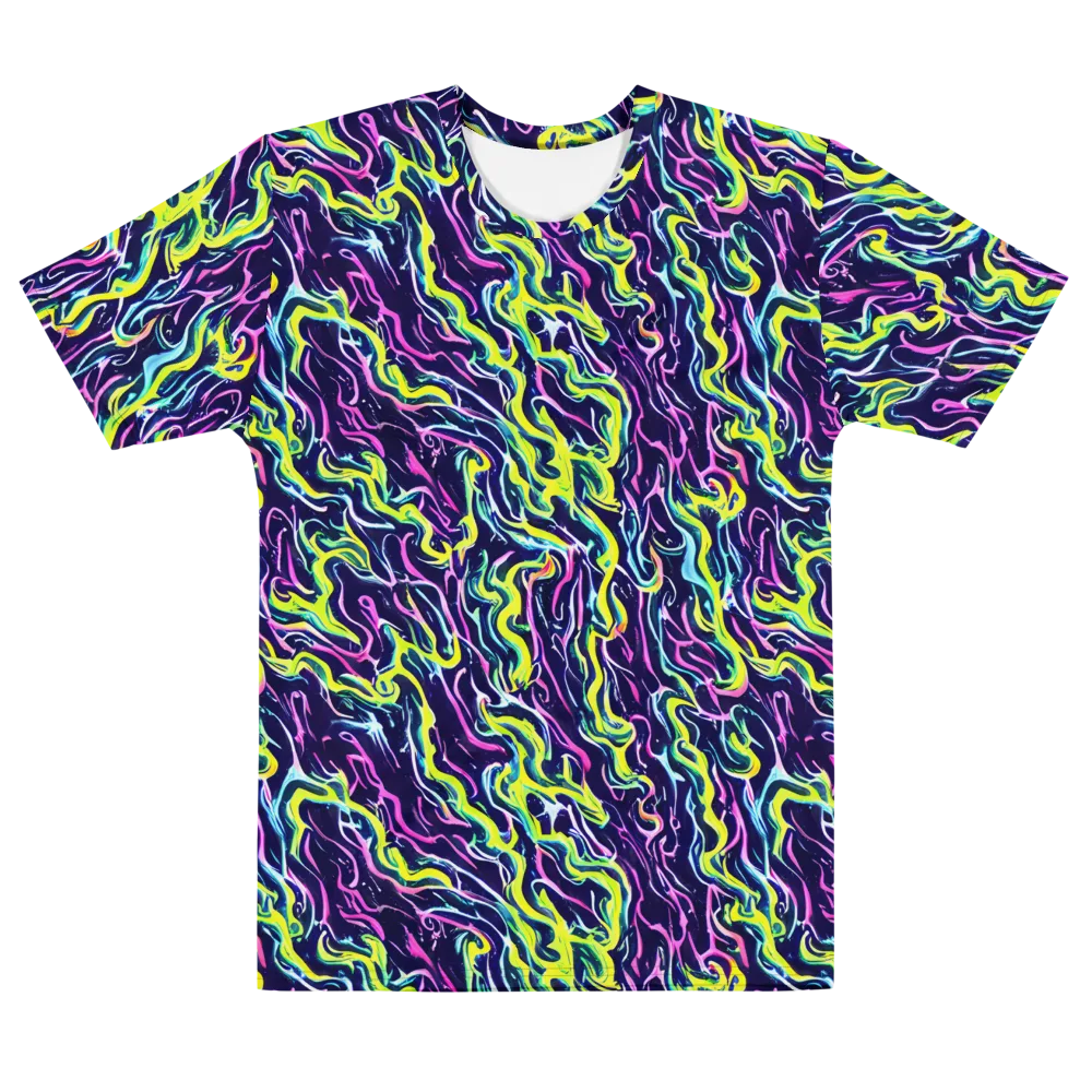 Acid Ribbons on Men's Cotton Crew Neck T-Shirt — Front