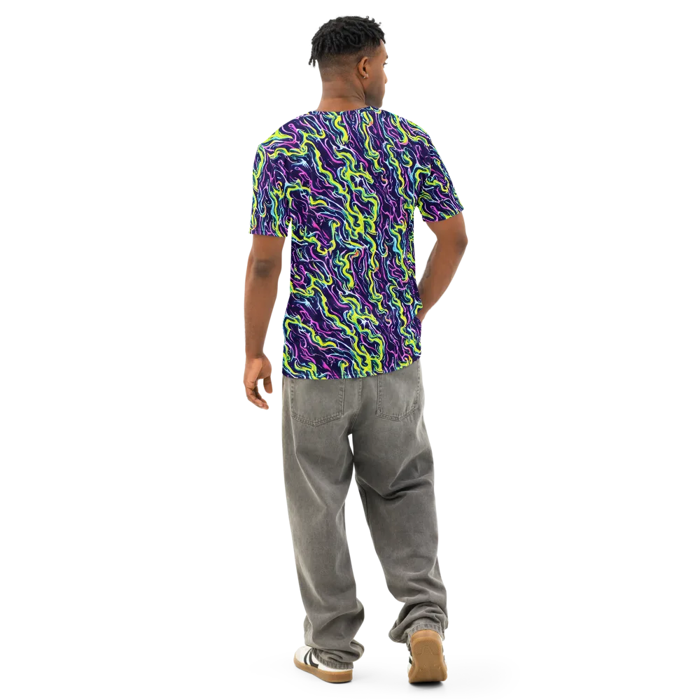Acid Ribbons on Men's Cotton Crew Neck T-Shirt — Back