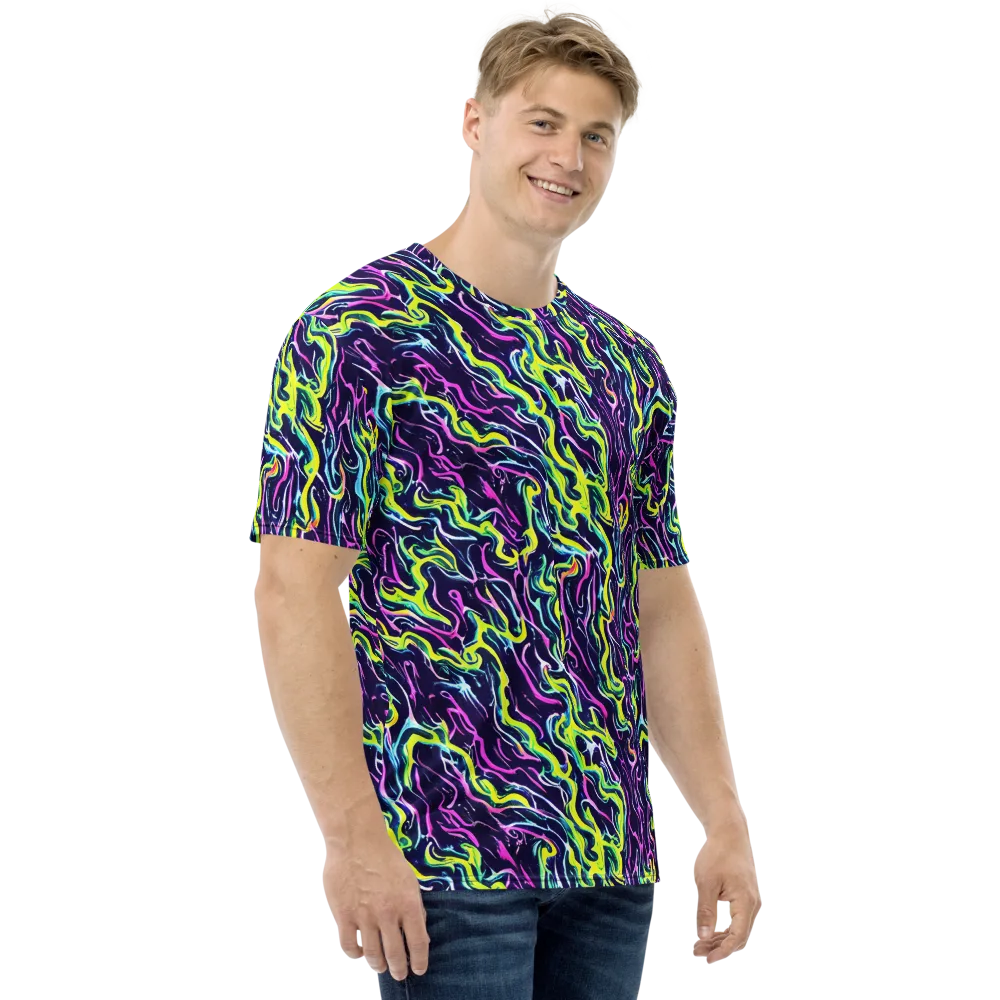 Acid Ribbons on Men's Crew Neck T-Shirt — Right