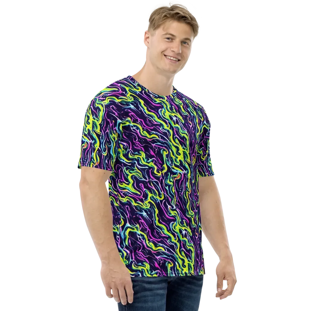 Acid Ribbons on Men's Crew Neck T-Shirt — Right