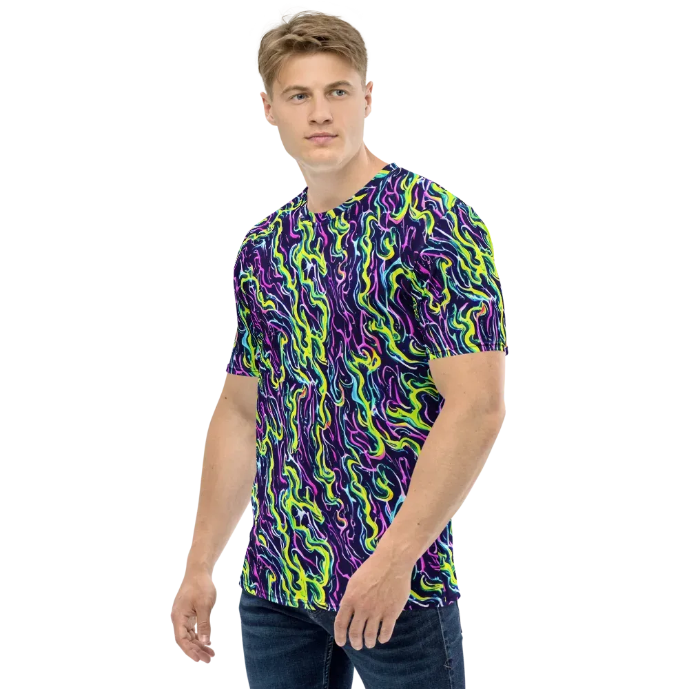 Acid Ribbons on Men's Crew Neck T-Shirt — Left