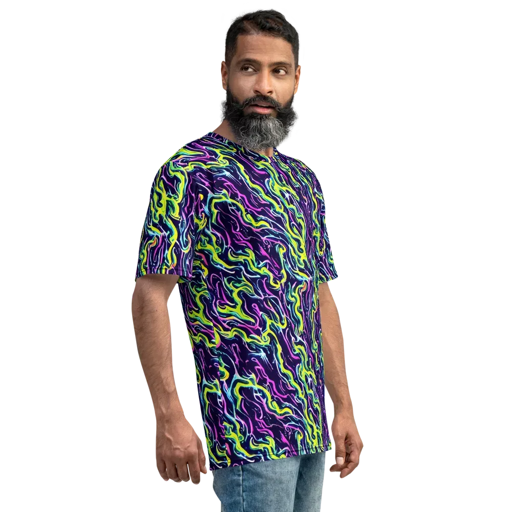 Acid Ribbons on Men's Crew Neck T-Shirt — Right