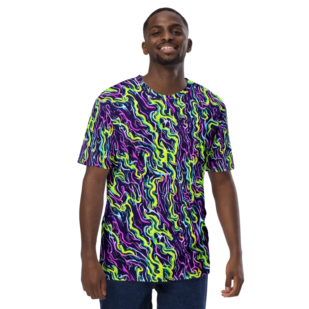 Acid Ribbons on Men's Crew Neck T-Shirt — Front