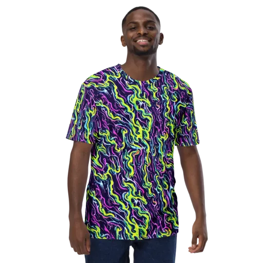 Acid Ribbons on a Men's Crew Neck T-Shirt