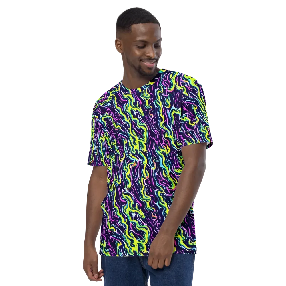 Acid Ribbons on Men's Crew Neck T-Shirt — Left