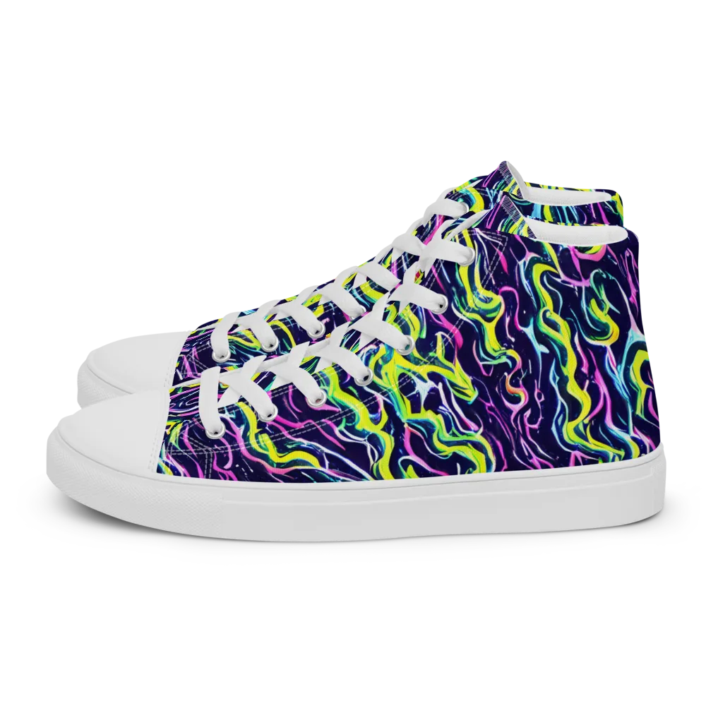 Acid Ribbons on Men's High Top Canvas Shoes — Left