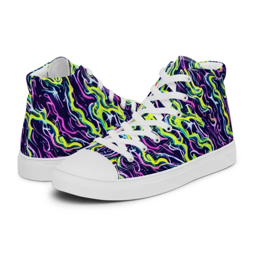 Acid Ribbons on a Men's High Top Canvas Shoes