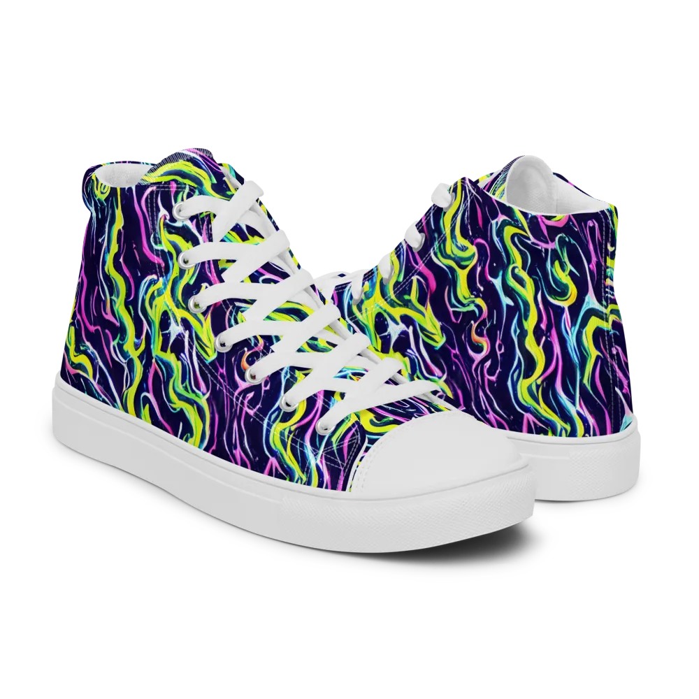Acid Ribbons on Men's High Top Canvas Shoes — Right