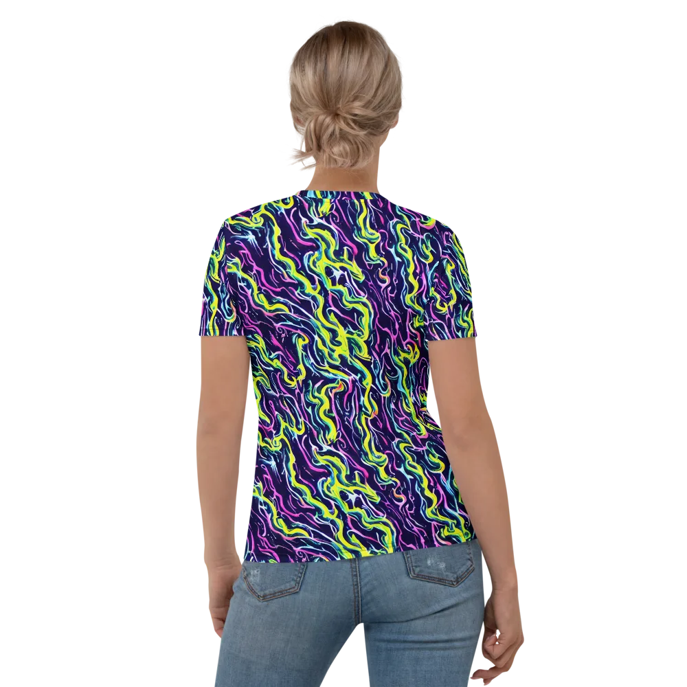 Acid Ribbons on Women's Crew Neck T-Shirt — Back