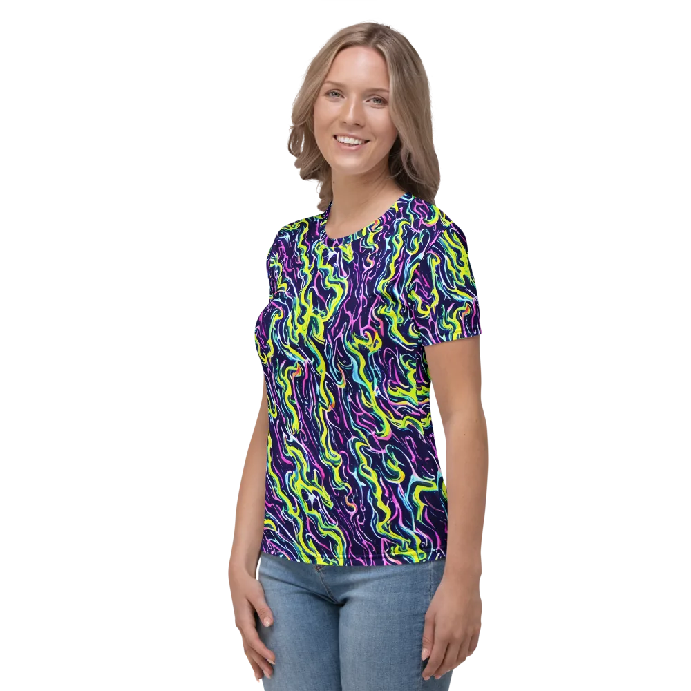 Acid Ribbons on Women's Crew Neck T-Shirt — Left