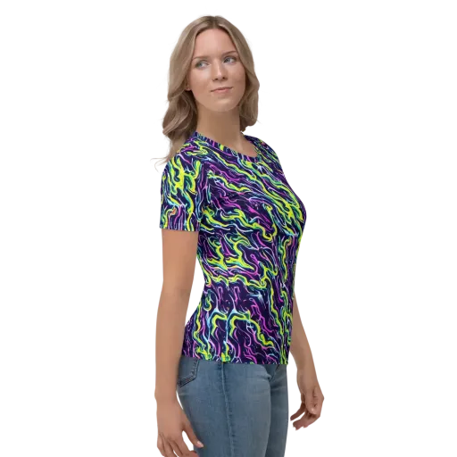 Acid Ribbons on a Women's Crew Neck T-Shirt