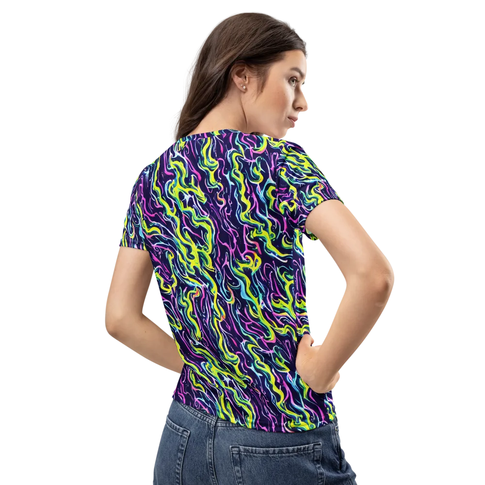 Acid Ribbons on Women's Crew Neck T-Shirt — Back
